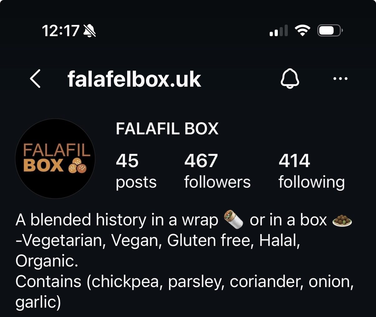 Falafel Box Instagram profile preview