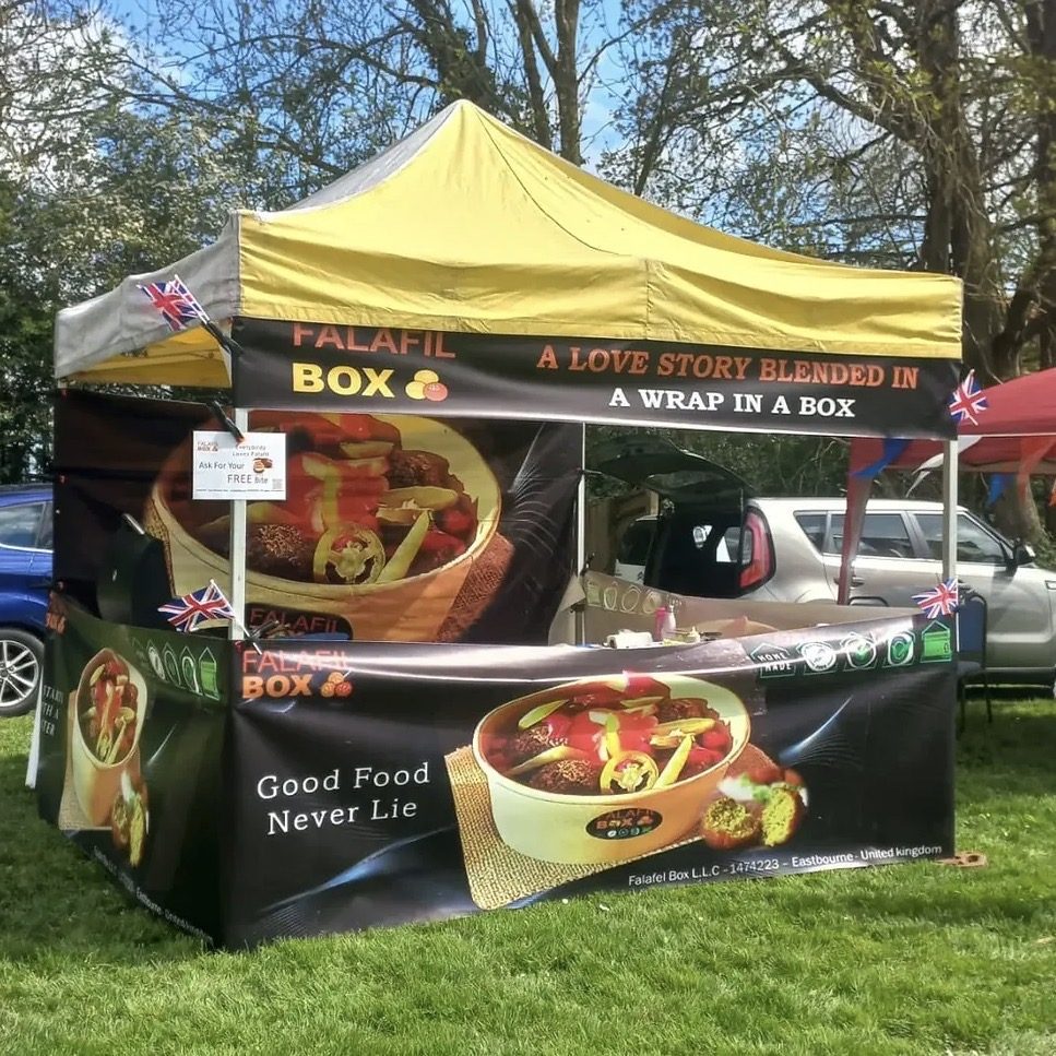 Falafel Box outdoor stall at a market
